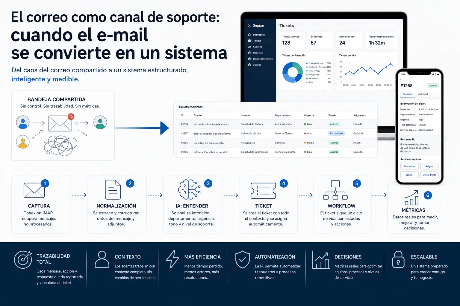 Sistema de soporte basado en correo electrónico e IA